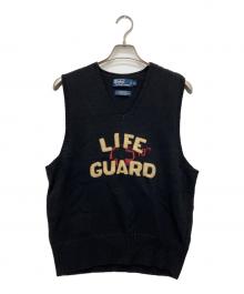 POLO RALPH LAUREN（ポロ・ラルフローレン）の古着「ラグビーハンドニットベスト」｜ブラック