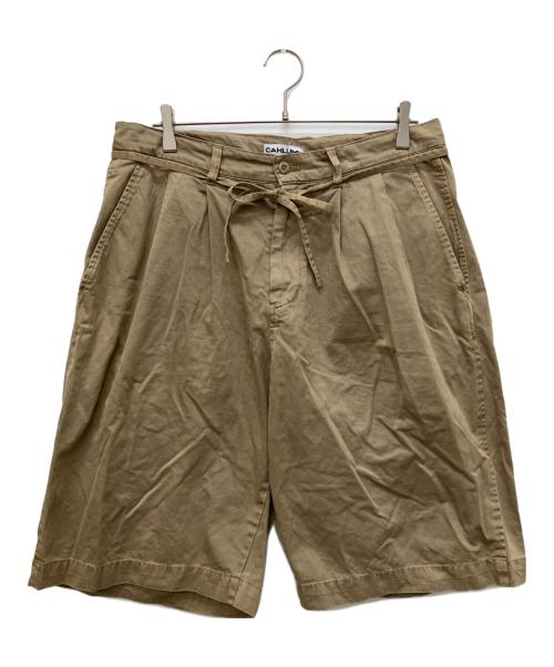 CAHLUMN（カウラム）CAHLUMN (カウラム) 2 Tuck Chino Shorts ブラウン サイズ:XLの古着・服飾アイテム