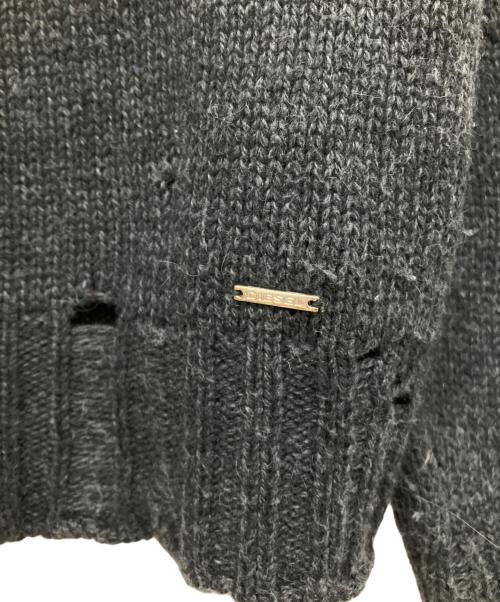 DIESEL（ディーゼル）DIESEL (ディーゼル) クラッシュ加工ニット グレー サイズ:XSの古着・服飾アイテム