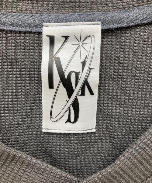 KASHIKO（カシコ）KASHIKO (カシコ) Waffle Rugby Tee グレー サイズ:Mの古着・服飾アイテム