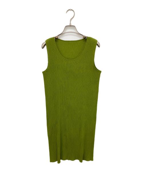 ISSEY MIYAKE（イッセイミヤケ）ISSEY MIYAKE (イッセイミヤケ) ノースリーブプリーツワンピース グリーン サイズ:Mの古着・服飾アイテム