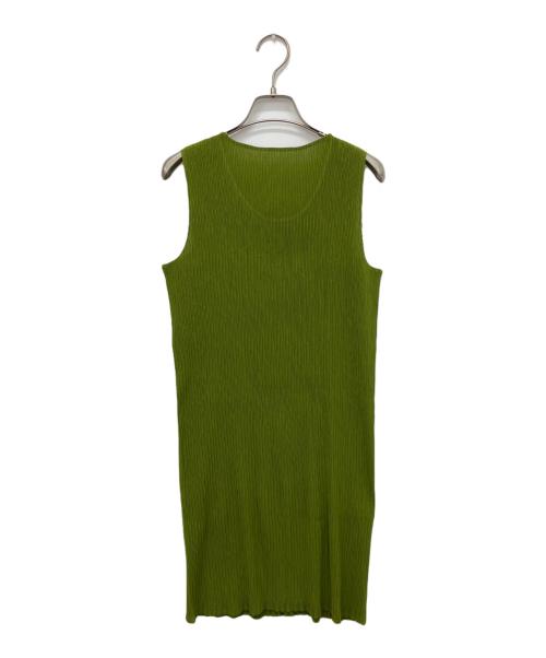 ISSEY MIYAKE（イッセイミヤケ）ISSEY MIYAKE (イッセイミヤケ) ノースリーブプリーツワンピース グリーン サイズ:Mの古着・服飾アイテム