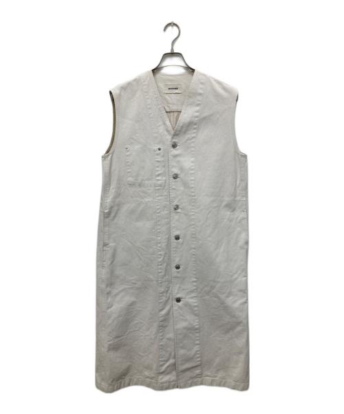 MACPHEE（マカフィー）MACPHEE (マカフィー) ピグメントドリルクロス Vネックワンピース ベージュ サイズ:Mの古着・服飾アイテム
