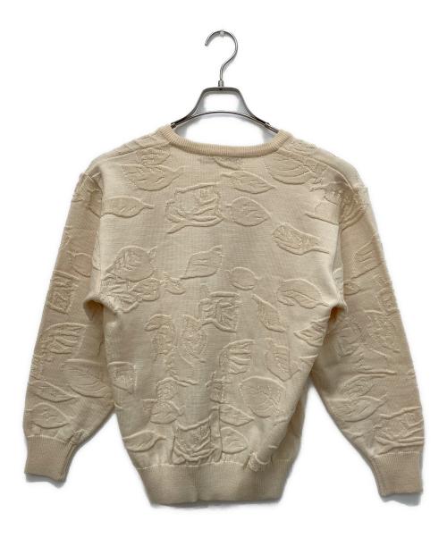 Christian Dior Sports（クリスチャン ディオールスポーツ）Christian Dior Sports (クリスチャン ディオールスポーツ) リーフ柄3DVネックニット ベージュ サイズ:Mの古着・服飾アイテム