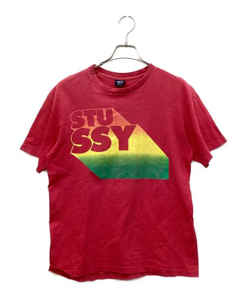 stussy（ステューシー）stussy (ステューシー) 90ｓ紺タグプリントTシャツ レッド サイズ:Mの古着・服飾アイテム