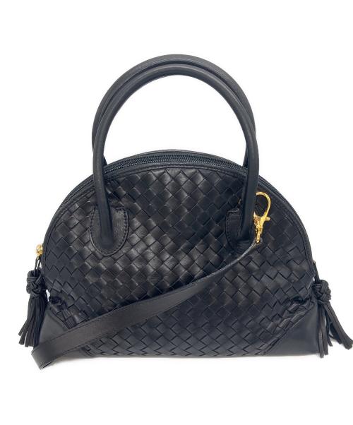 BOTTEGA VENETA（ボッテガベネタ）BOTTEGA VENETA (ボッテガベネタ) イントレチャート　タッセル付き2way　バッグ ブラックの古着・服飾アイテム