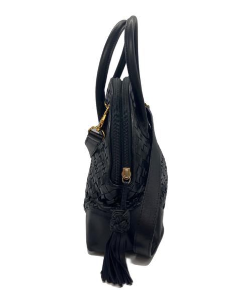 BOTTEGA VENETA（ボッテガベネタ）BOTTEGA VENETA (ボッテガベネタ) イントレチャート　タッセル付き2way　バッグ ブラックの古着・服飾アイテム