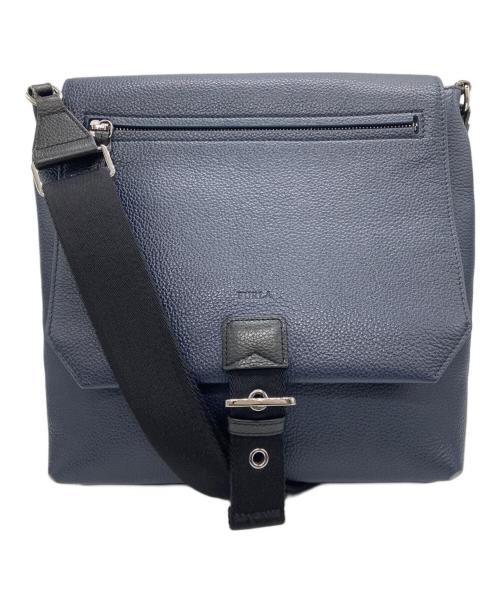 FURLA（フルラ）FURLA (フルラ) レザーショルダーバッグ ネイビーの古着・服飾アイテム