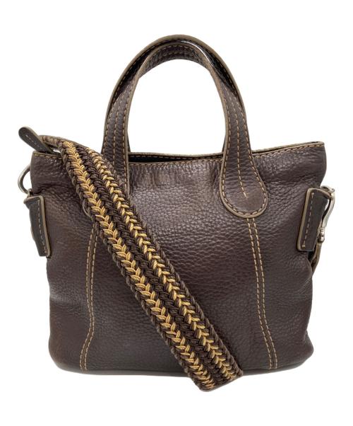 TOD'S（トッズ）TOD'S (トッズ) レザーショルダーバッグ ブラウンの古着・服飾アイテム