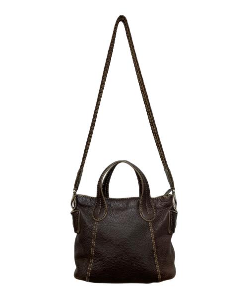 TOD'S（トッズ）TOD'S (トッズ) レザーショルダーバッグ ブラウンの古着・服飾アイテム