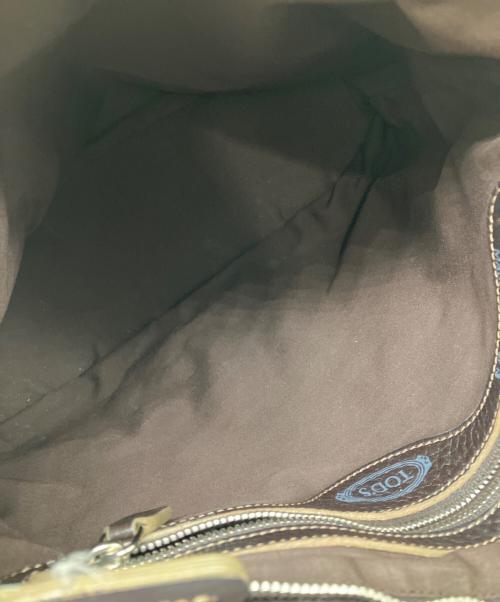 TOD'S（トッズ）TOD'S (トッズ) レザーショルダーバッグ ブラウンの古着・服飾アイテム