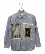 COMME des GARCONS SHIRTコムデギャルソンシャツ）の古着「パッチワークストライプシャツ」｜スカイブルー
