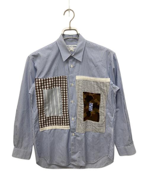 COMME des GARCONS SHIRT（コムデギャルソンシャツ）COMME des GARCONS SHIRT (コムデギャルソンシャツ) パッチワークストライプシャツ スカイブルー サイズ:Sの古着・服飾アイテム