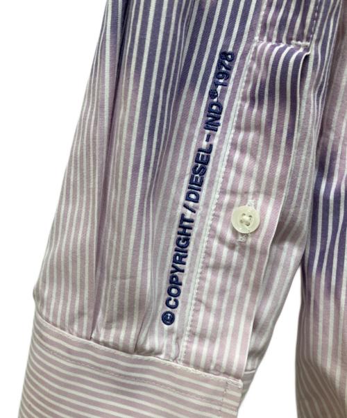 DIESEL（ディーゼル）DIESEL (ディーゼル) オーバーダイストライプシャツ ピンク サイズ:Lの古着・服飾アイテム
