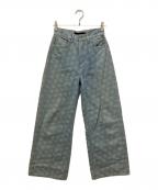 ROKHロク）の古着「エンブレムモノグラムストーンウォッシュデニムパンツ」｜インディゴ