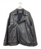 moussyマウジー）の古着「LEATHER OVER RIDERS JACKET」｜ブラック