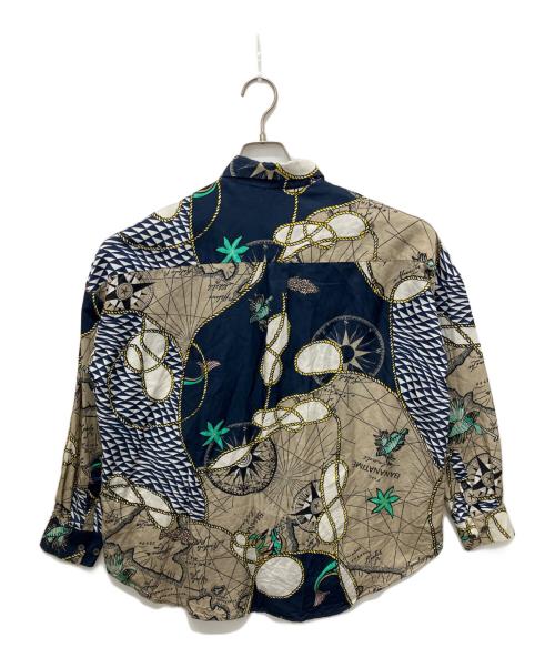 BANANATIME（バナナタイム）BANANATIME (バナナタイム) SILK BLEND MAP SHIRT ネイビー サイズ:Sの古着・服飾アイテム