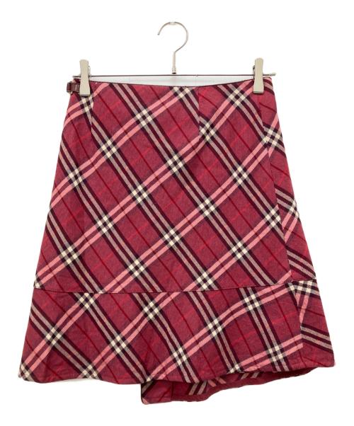BURBERRY BLUE LABEL（バーバリー ブルー レーベル）BURBERRY BLUE LABEL (バーバリー ブルー レーベル) ノヴァチェックスカート レッド サイズ:36の古着・服飾アイテム