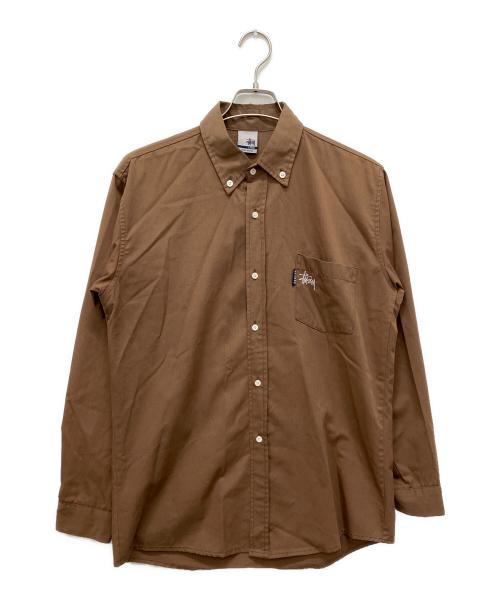 stussy（ステューシー）stussy (ステューシー) USA製00ｓ銀タグロゴ刺繍シャツ ブラウン サイズ:Lの古着・服飾アイテム