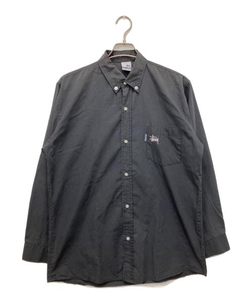 stussy（ステューシー）stussy (ステューシー) USA製00ｓ銀タグロゴ刺繍シャツ ブラック サイズ:Lの古着・服飾アイテム