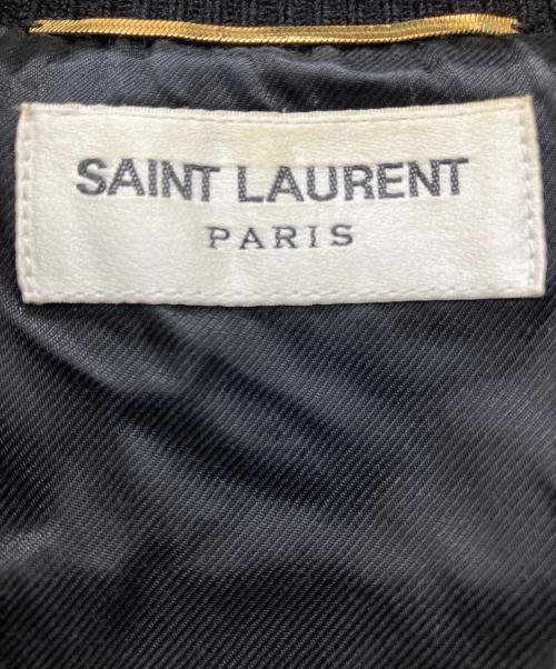 Saint Laurent Paris（サンローランパリ）Saint Laurent Paris (サンローランパリ) バックレザーパッチ ヴァーシティジャケット ブラック×ホワイト サイズ:40の古着・服飾アイテム