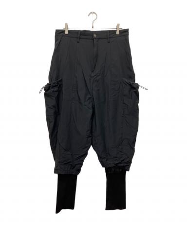 極美品glamb、グラム 極厚ニット生地 サルエルパンツ Lサイズ 黒 ブラック 中古・古着通販】glamb (グラム) レイヤードサルエルパンツ ブラック