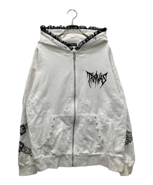TRAVAS（トラバス）TRAVAS (トラバス) レース使い猫耳ジップパーカー ホワイト サイズ:表記なしの古着・服飾アイテム