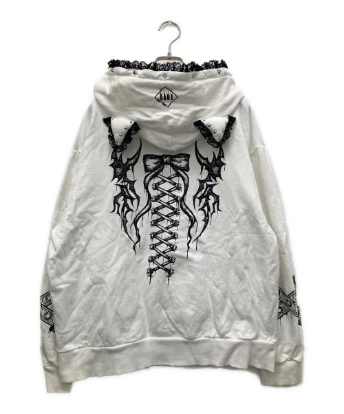 TRAVAS（トラバス）TRAVAS (トラバス) レース使い猫耳ジップパーカー ホワイト サイズ:表記なしの古着・服飾アイテム