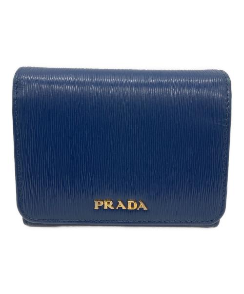 PRADA（プラダ）PRADA (プラダ) サフィアーノコンパクトウォレット ブルーの古着・服飾アイテム