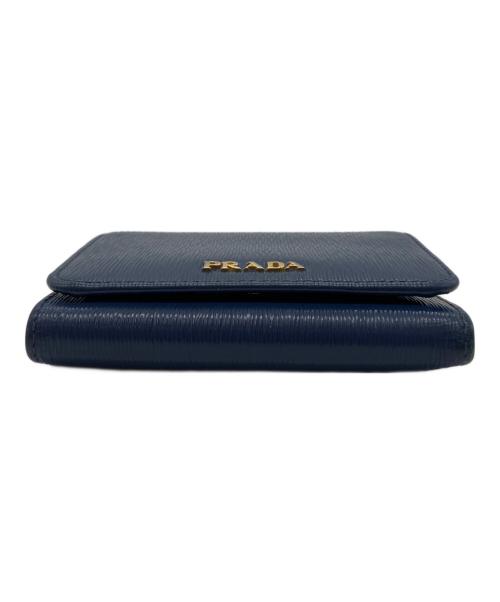 PRADA（プラダ）PRADA (プラダ) サフィアーノコンパクトウォレット ブルーの古着・服飾アイテム