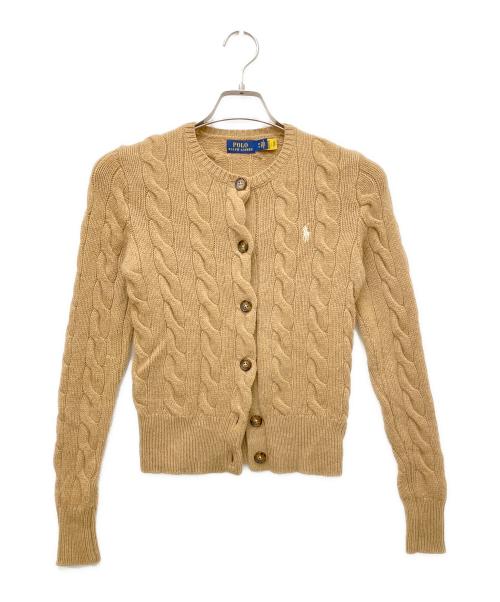 POLO RALPH LAUREN（ポロ・ラルフローレン）POLO RALPH LAUREN (ポロ・ラルフローレン) カシミア混ケーブルニットカーディガン ブラウン サイズ:XSの古着・服飾アイテム