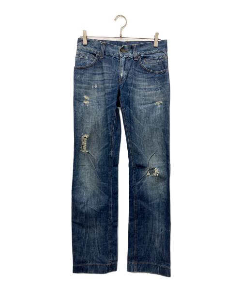 DOLCE & GABBANA（ドルチェ＆ガッバーナ）DOLCE & GABBANA (ドルチェ＆ガッバーナ) ダメージ加工デニムパンツ インディゴ サイズ:Sの古着・服飾アイテム