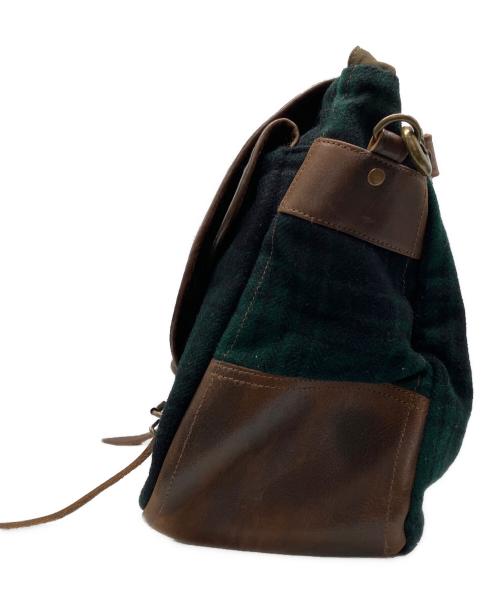 RRL（ダブルアールエル）RRL (ダブルアールエル) レザーウールメッセンジャーバッグ グリーン×ブラウンの古着・服飾アイテム