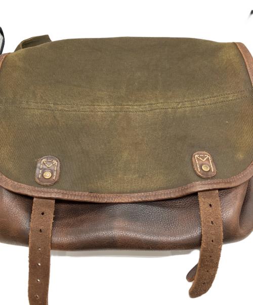 RRL（ダブルアールエル）RRL (ダブルアールエル) レザーウールメッセンジャーバッグ グリーン×ブラウンの古着・服飾アイテム