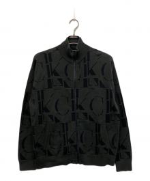 Calvin Klein Jeans（カルバンクラインジーンズ）の古着「ジップアップニットジャケット」｜グリーン