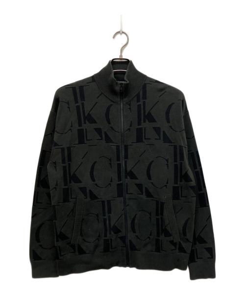 Calvin Klein Jeans（カルバンクラインジーンズ）Calvin Klein Jeans (カルバンクラインジーンズ) ジップアップニットジャケット グリーン サイズ:Sの古着・服飾アイテム