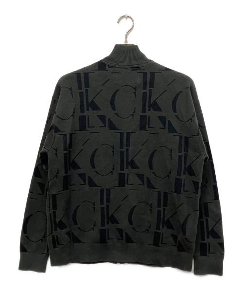 Calvin Klein Jeans（カルバンクラインジーンズ）Calvin Klein Jeans (カルバンクラインジーンズ) ジップアップニットジャケット グリーン サイズ:Sの古着・服飾アイテム