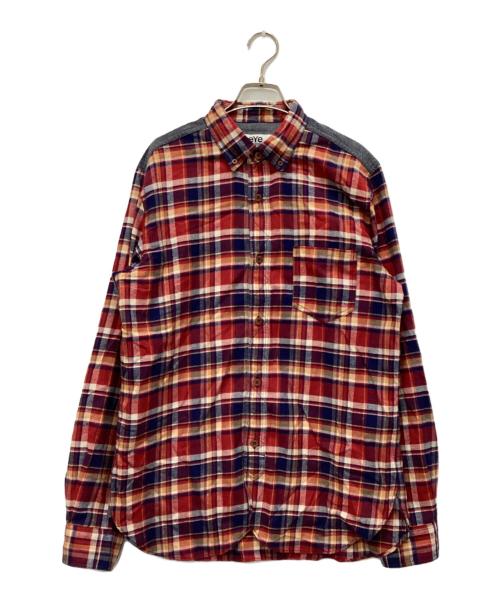 eYe COMME des GARCONS JUNYAWATANABE MAN（アイ コム デ ギャルソン ジュンヤ ワタナベ マン）eYe COMME des GARCONS JUNYAWATANABE MAN (アイ コム デ ギャルソン ジュンヤ ワタナベ マン) 14AW 切替しエルボーパッチネルシャツ レッド サイズ:Lの古着・服飾アイテム