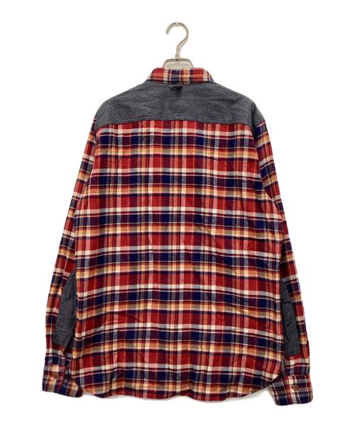 eYe COMME des GARCONS JUNYAWATANABE MAN（アイ コム デ ギャルソン ジュンヤ ワタナベ マン）eYe COMME des GARCONS JUNYAWATANABE MAN (アイ コム デ ギャルソン ジュンヤ ワタナベ マン) 14AW 切替しエルボーパッチネルシャツ レッド サイズ:Lの古着・服飾アイテム