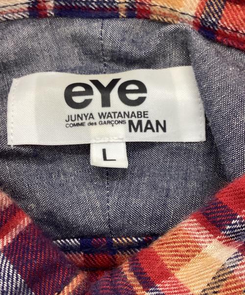 eYe COMME des GARCONS JUNYAWATANABE MAN（アイ コム デ ギャルソン ジュンヤ ワタナベ マン）eYe COMME des GARCONS JUNYAWATANABE MAN (アイ コム デ ギャルソン ジュンヤ ワタナベ マン) 14AW 切替しエルボーパッチネルシャツ レッド サイズ:Lの古着・服飾アイテム