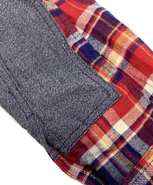 eYe COMME des GARCONS JUNYAWATANABE MAN（アイ コム デ ギャルソン ジュンヤ ワタナベ マン）eYe COMME des GARCONS JUNYAWATANABE MAN (アイ コム デ ギャルソン ジュンヤ ワタナベ マン) 14AW 切替しエルボーパッチネルシャツ レッド サイズ:Lの古着・服飾アイテム