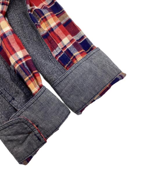 eYe COMME des GARCONS JUNYAWATANABE MAN（アイ コム デ ギャルソン ジュンヤ ワタナベ マン）eYe COMME des GARCONS JUNYAWATANABE MAN (アイ コム デ ギャルソン ジュンヤ ワタナベ マン) 14AW 切替しエルボーパッチネルシャツ レッド サイズ:Lの古着・服飾アイテム