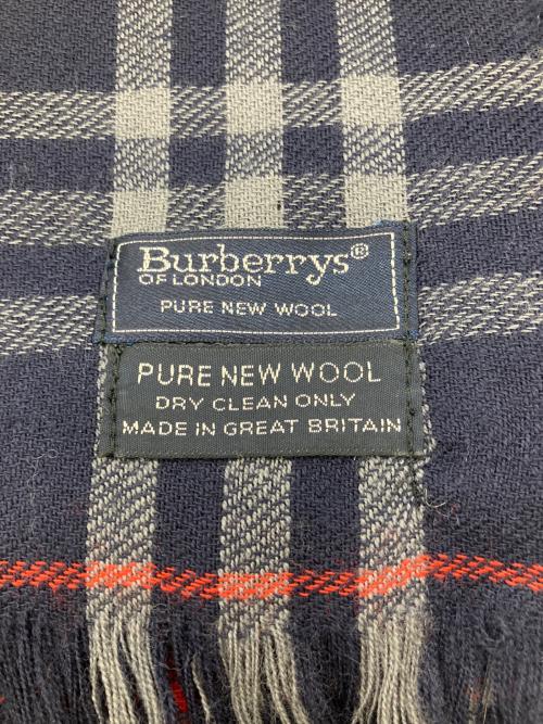 Burberry's（バーバリーズ）Burberry's (バーバリーズ) ノヴァチェックバージンウールマフラー ネイビーの古着・服飾アイテム