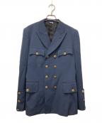 COMME des GARCONS HOMME PLUSコムデギャルソンオムプリュス）の古着「14AW 金釦ダブルブレストメッセージジャケット」｜ネイビー