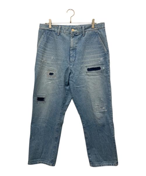 JUNYA WATANABE COMME des GARCONS（(ジュンヤワタナベ コムデギャルソン）JUNYA WATANABE COMME des GARCONS ((ジュンヤワタナベ コムデギャルソン) 21SS ダメージパッチデニムパンツ スカイブルー サイズ:Lの古着・服飾アイテム