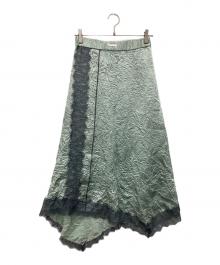 PRANK PROJECT（プランクプロジェクト）の古着「Washed Satin Lace Trim Skirt」｜グリーン