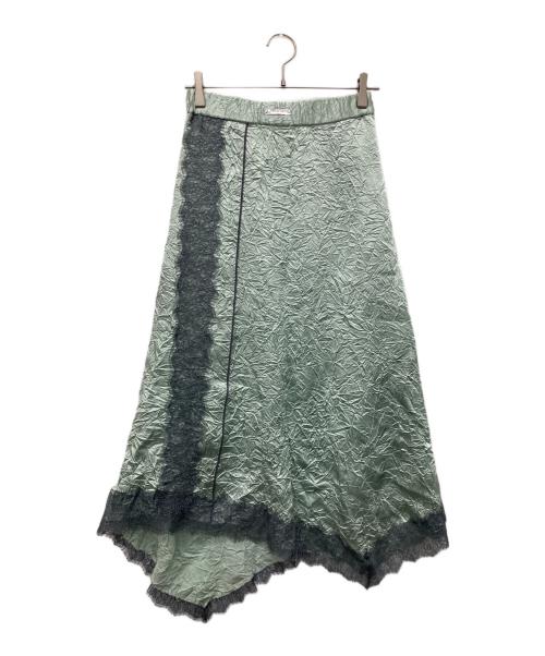 PRANK PROJECT（プランクプロジェクト）PRANK PROJECT (プランクプロジェクト) Washed Satin Lace Trim Skirt グリーン サイズ:38の古着・服飾アイテム