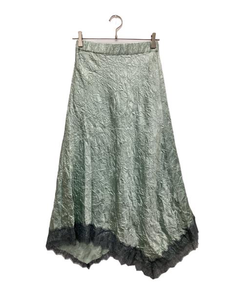 PRANK PROJECT（プランクプロジェクト）PRANK PROJECT (プランクプロジェクト) Washed Satin Lace Trim Skirt グリーン サイズ:38の古着・服飾アイテム