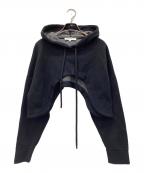 ENFOLDエンフォルド）の古着「カーブクロップドフーディパーカー ショート丈」｜ブラック