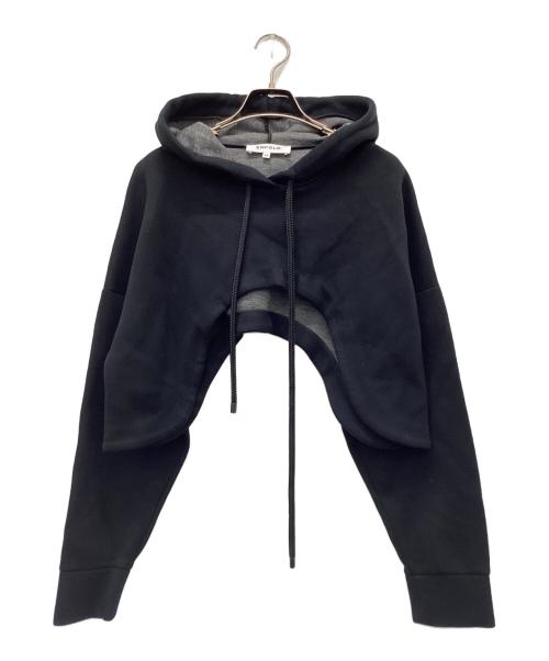 ENFOLD（エンフォルド）ENFOLD (エンフォルド) カーブクロップドフーディパーカー ショート丈 ブラック サイズ:38の古着・服飾アイテム